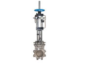 氣動帶手動刀形閘閥 氣動帶手動刀形閘閥