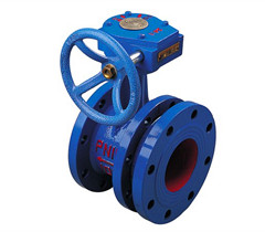 蝸輪法蘭伸縮軟密封蝶閥 蝸輪法蘭伸縮軟密封蝶閥